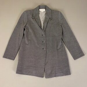 ST. JOHN COLLECTION Marie Gray Blazer Jacket 4 Gray Black White Herringbone Knit